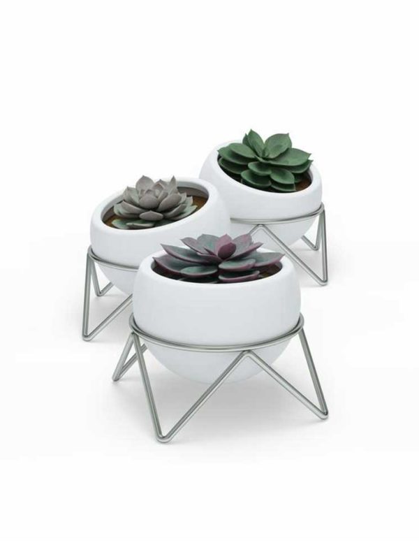 Instantly bring life to any room by adding the Potsy Planter Set, space age ufo greenery bowls to your room.