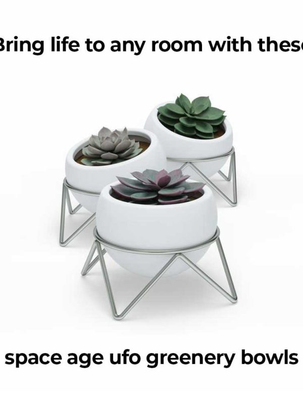 Instantly bring life to any room by adding the Potsy Planter Set, space age ufo greenery bowls to your room.