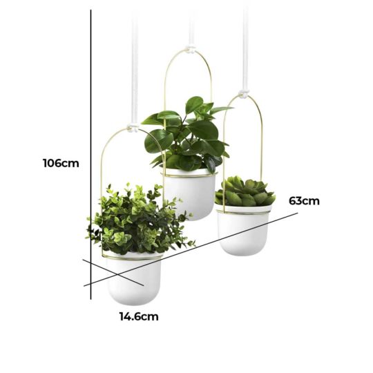 The Triflora Hanging Planter is your ideal solution for herbs, succulents, vine plants, juicy cherry tomatoes or indoor plants