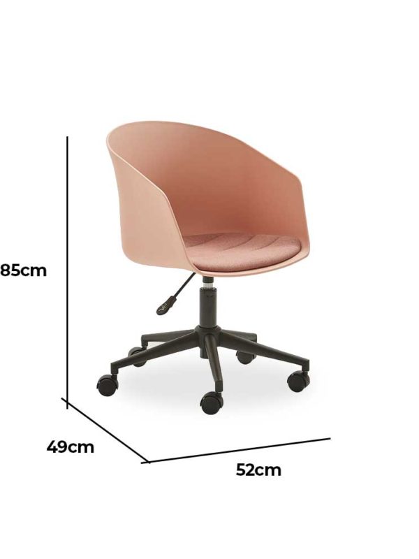 The pink Bianca Office Chair with a streamlined curved back that will keep you upright and the foam-filled moulded seat for comfort.