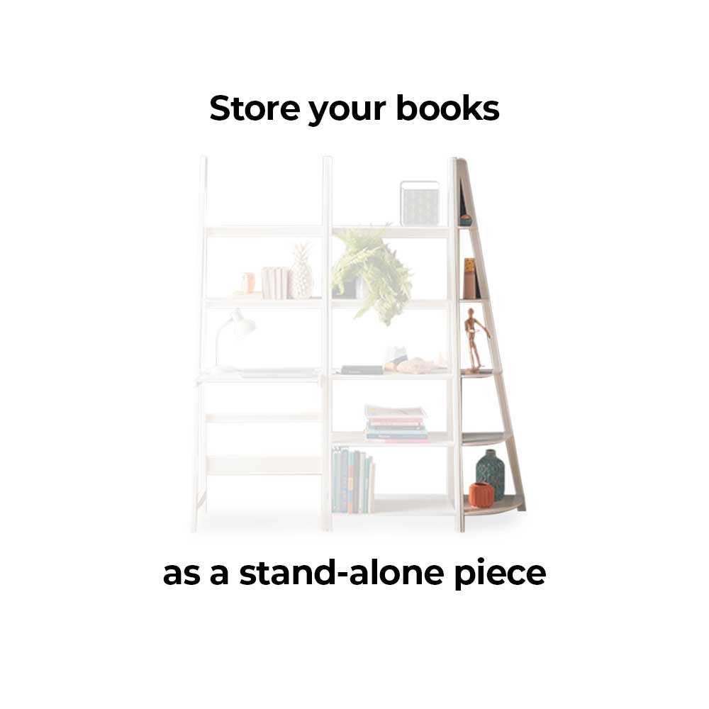 Store your books or trinkets in contemporary style with this eye-catching Lean Corner Bookcase.