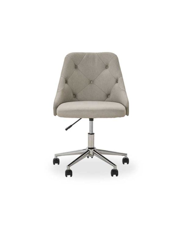 Selina Office Chair featuring a classic shape and sharp linen coloured fabric.